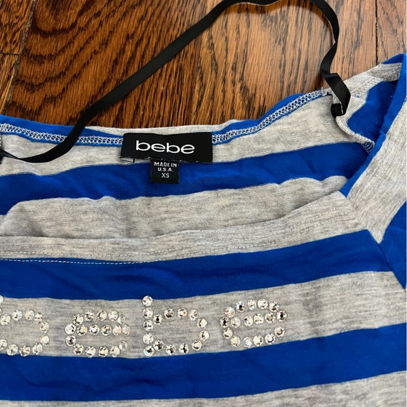 bebe blue and grey off the shoulder top - Picture 2 of 2